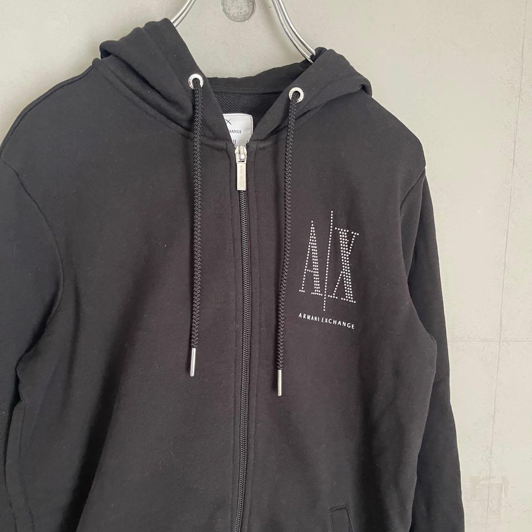 【美品】アルマーニエクスチェンジ　スタッズICON　ジップアップスウェットパーカ