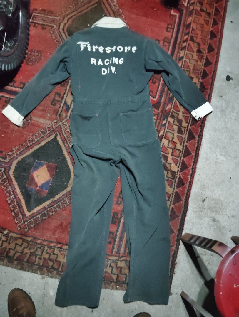 60s 70s　刺繍　ワッペンFirestone 　ファイヤーストーン　つなぎ