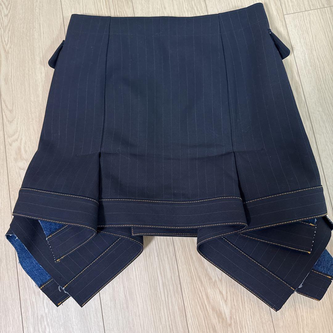 sacai 24SS ストライプデニムドッキング　ボンディングスカート　サイズ2