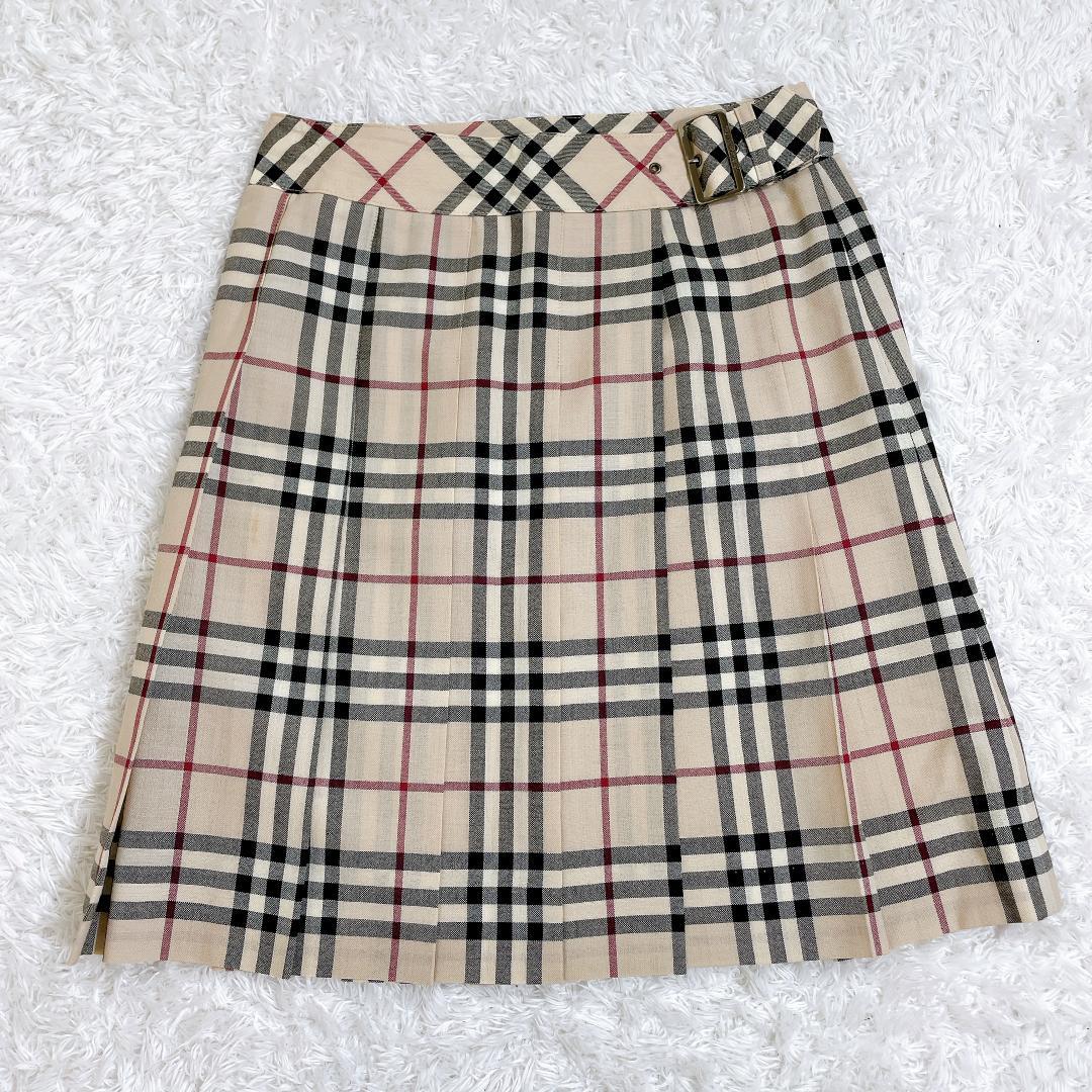 Burberry London プリーツスカート ノバチェック ベージュ