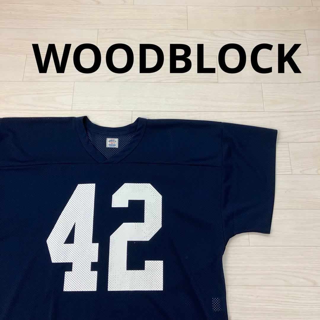WOODBLOCK フットボール 半袖シャツ メッシュ素材 ネイビー