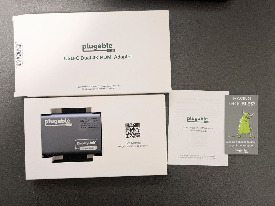 Plugable USB-C 2画面 変換アダプタ