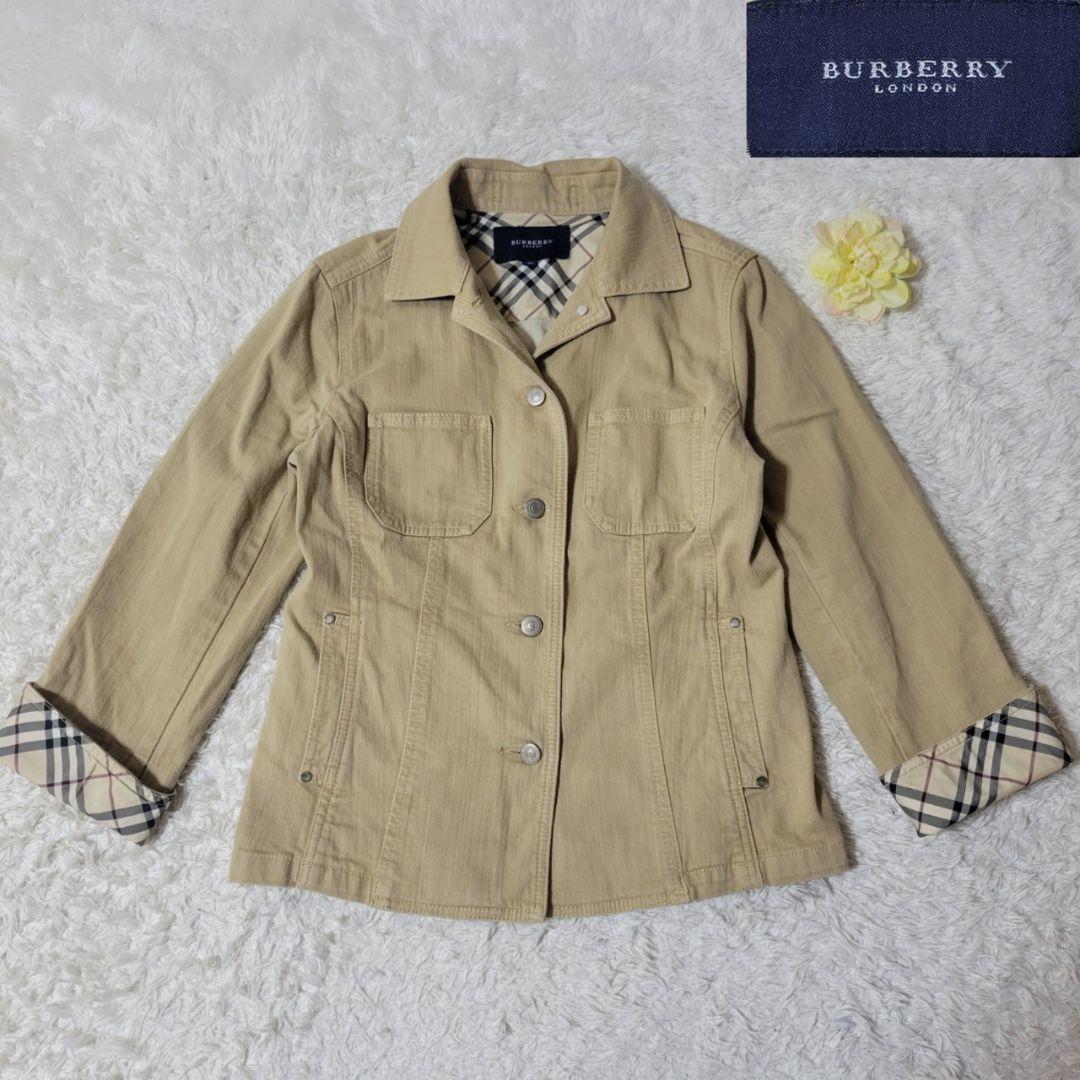 美品✨　バーバリーロンドン　デニムジャケット　ノバチェック　42　XL相当　ロゴ