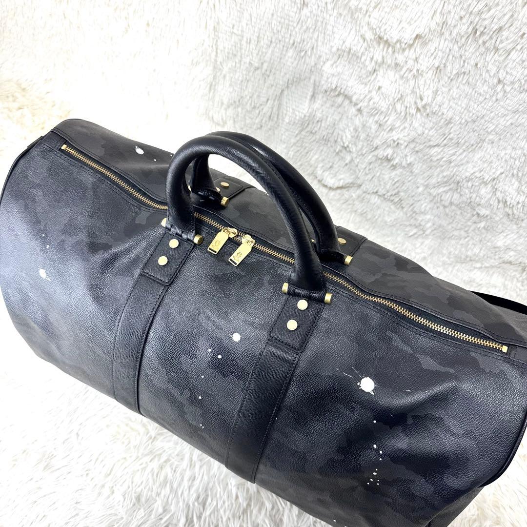 美品 ジャンティバンディ ボストンバッグ ショルダーバッグ ブラックカモ PVC