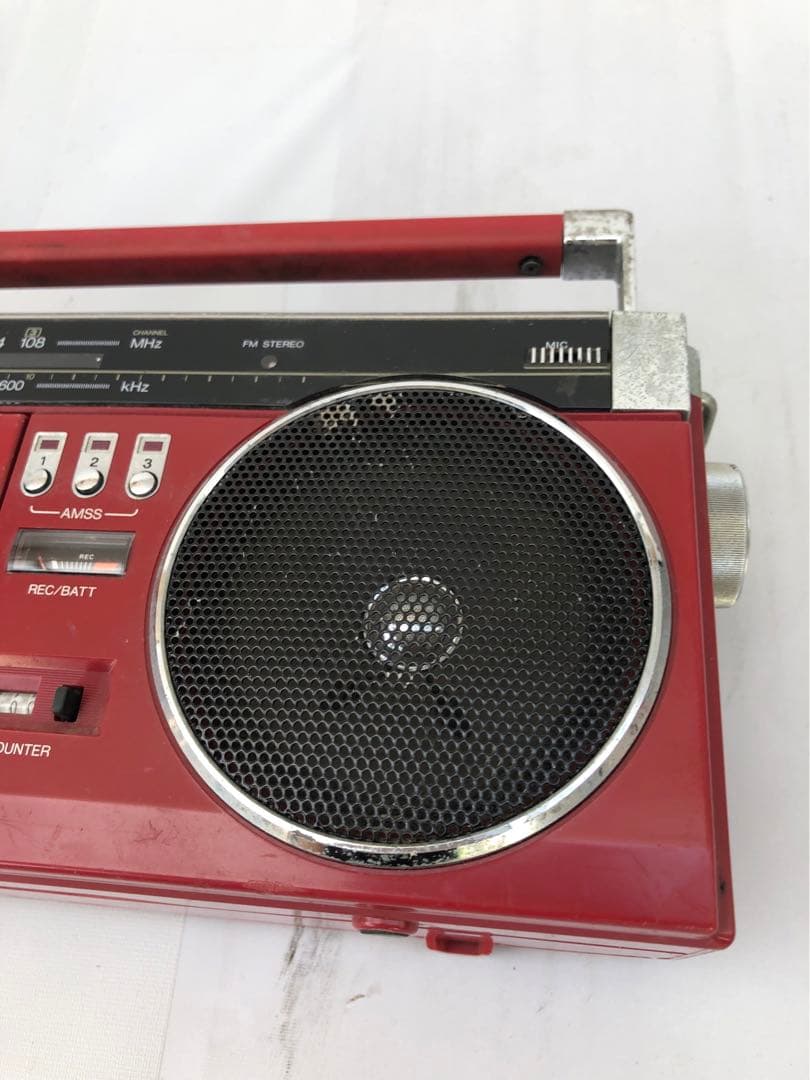 SANYO MR-U4MK2 赤　ラジカセ 昭和レトロ動作訳あり(D193)