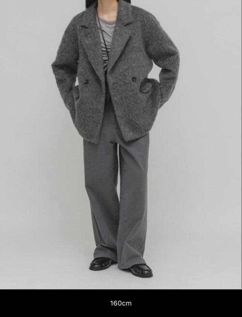 KBF コート アウター シャギーテーラードジャケット チャコールグレー