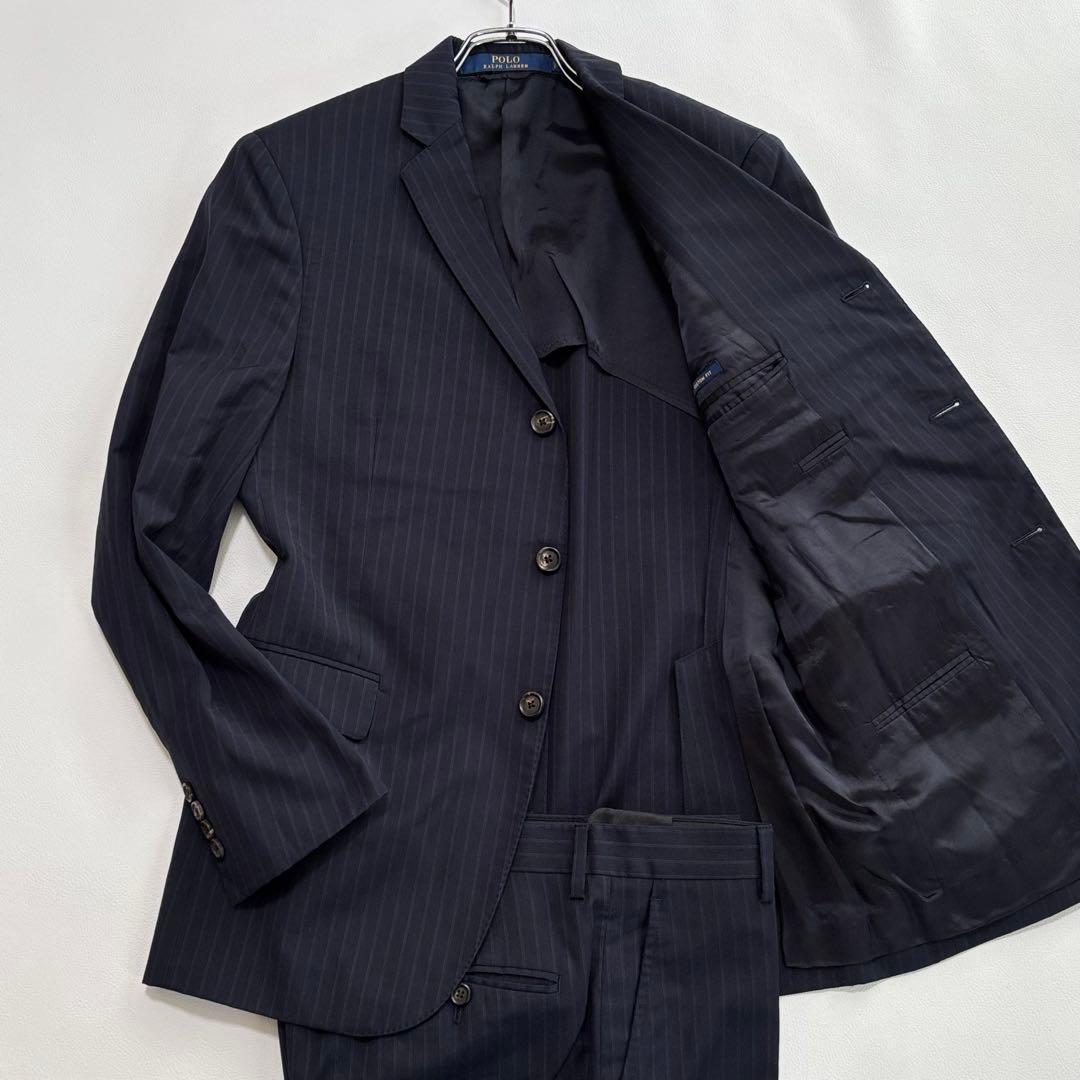 希少 イギリス製 ポロラルフローレン スーツ セットアップ ネイビー Sサイズ