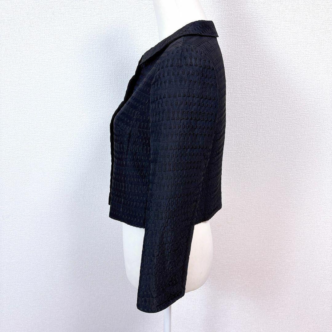 【美品】TOCCA ツイード 長袖ジャケット スナップボタン 4 総柄 ネイビー