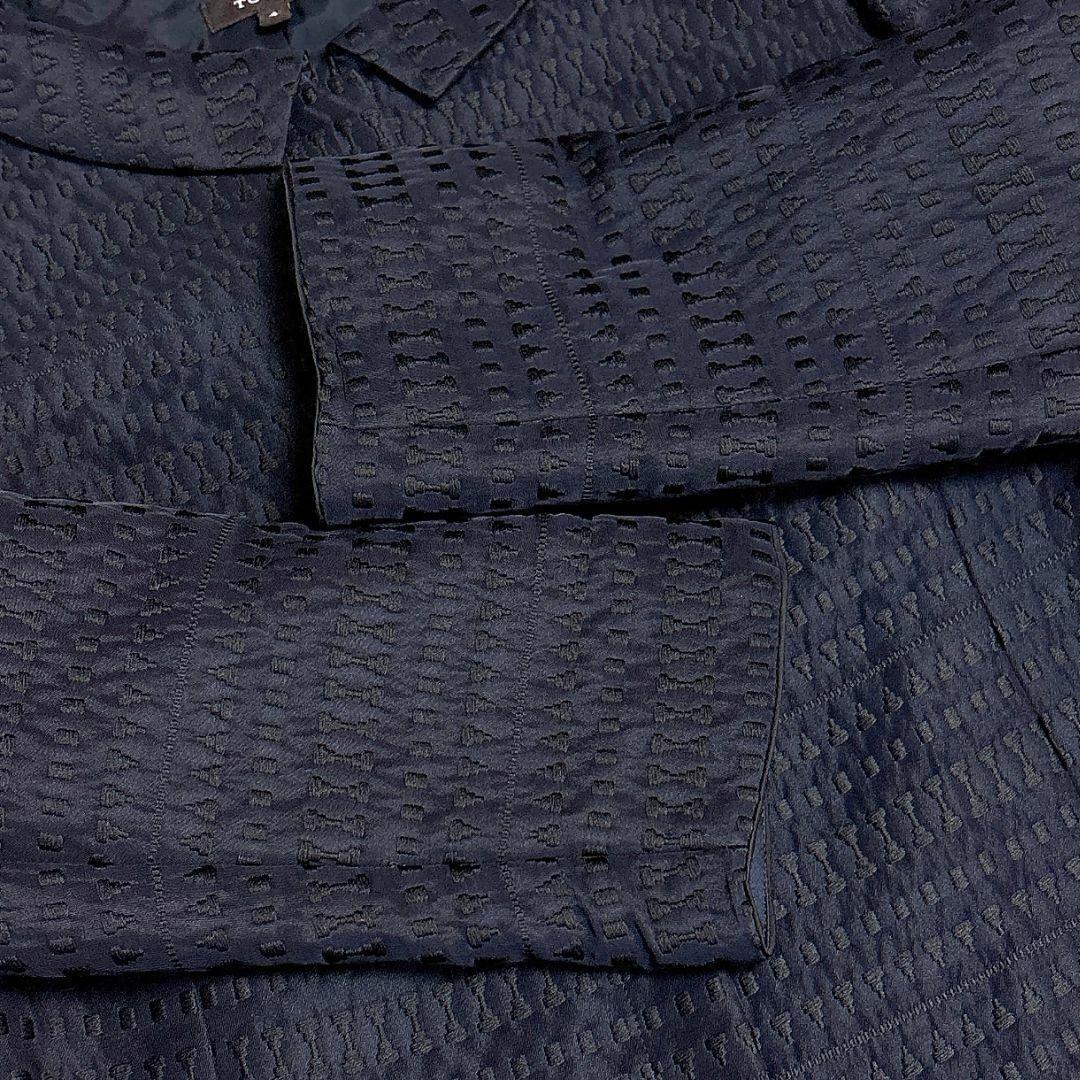 【美品】TOCCA ツイード 長袖ジャケット スナップボタン 4 総柄 ネイビー