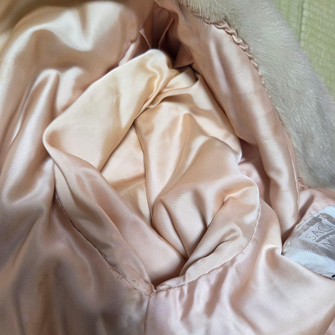 SAGAMINK デザインコート ホワイトパール 袖丈絞り 銀サガ ミンク