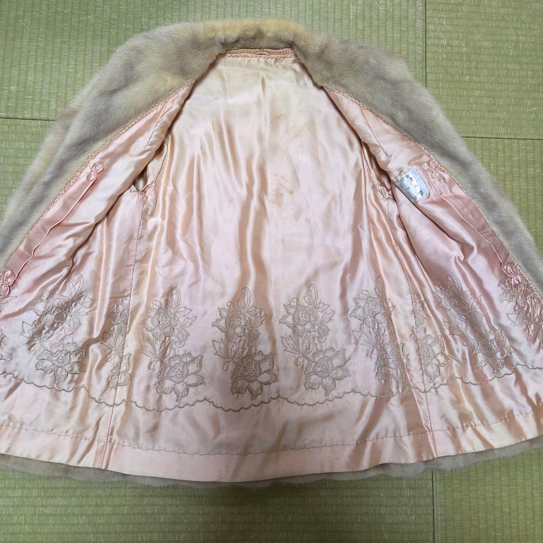 SAGAMINK デザインコート ホワイトパール 袖丈絞り 銀サガ ミンク