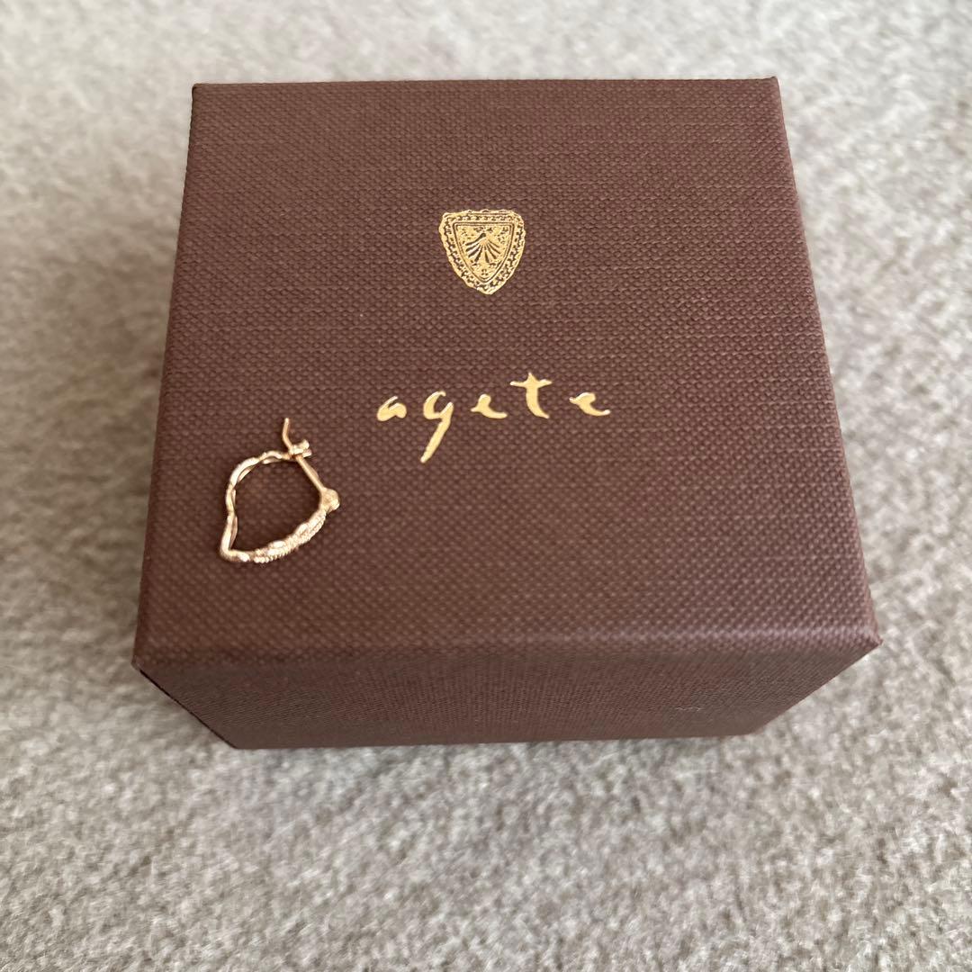 agete フープピアノ片耳K10 箱無し配送