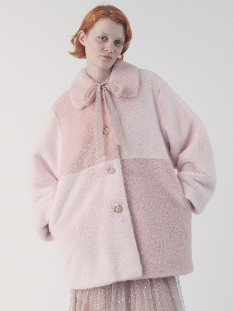 新品未使用 furfur パッチワークエコファーミドルコート