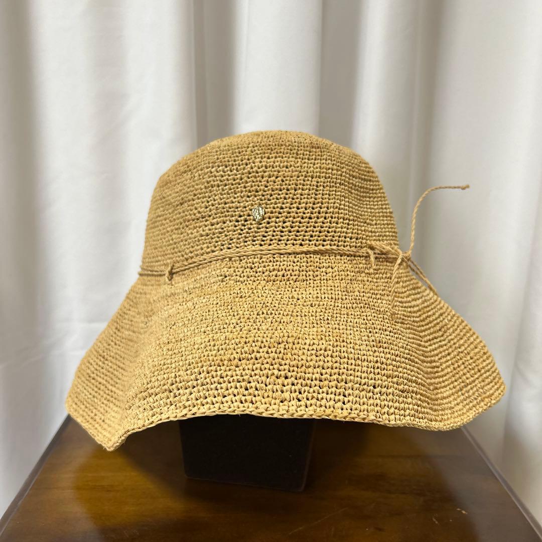 ヘレンカミンスキー 麦わら帽子 ラフィアハット　ロゴ金具 ナチュラル