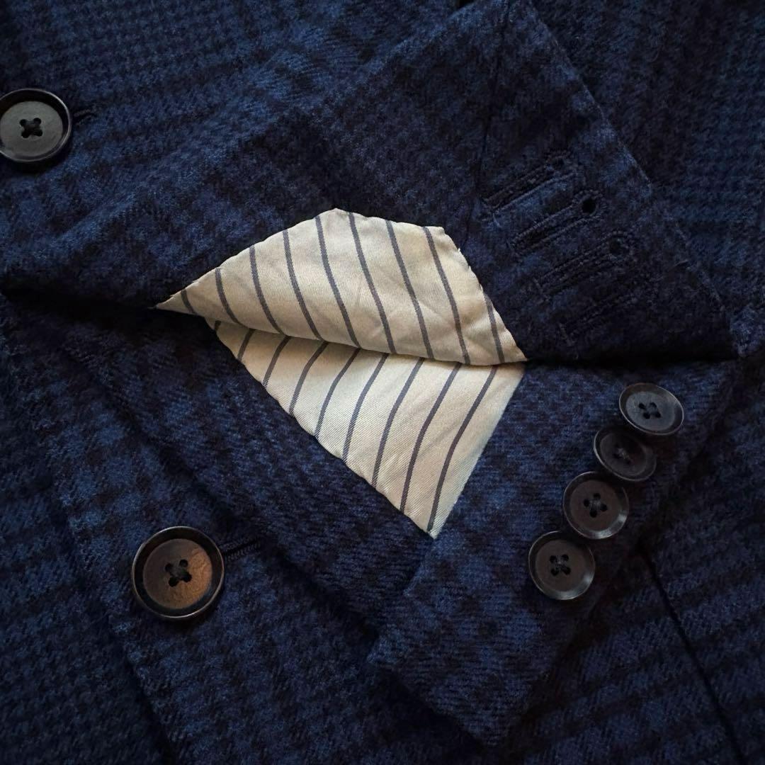 ★カシミヤ混 XL★ トゥモローランド ピルグリム ゼニア グレンチェック 青