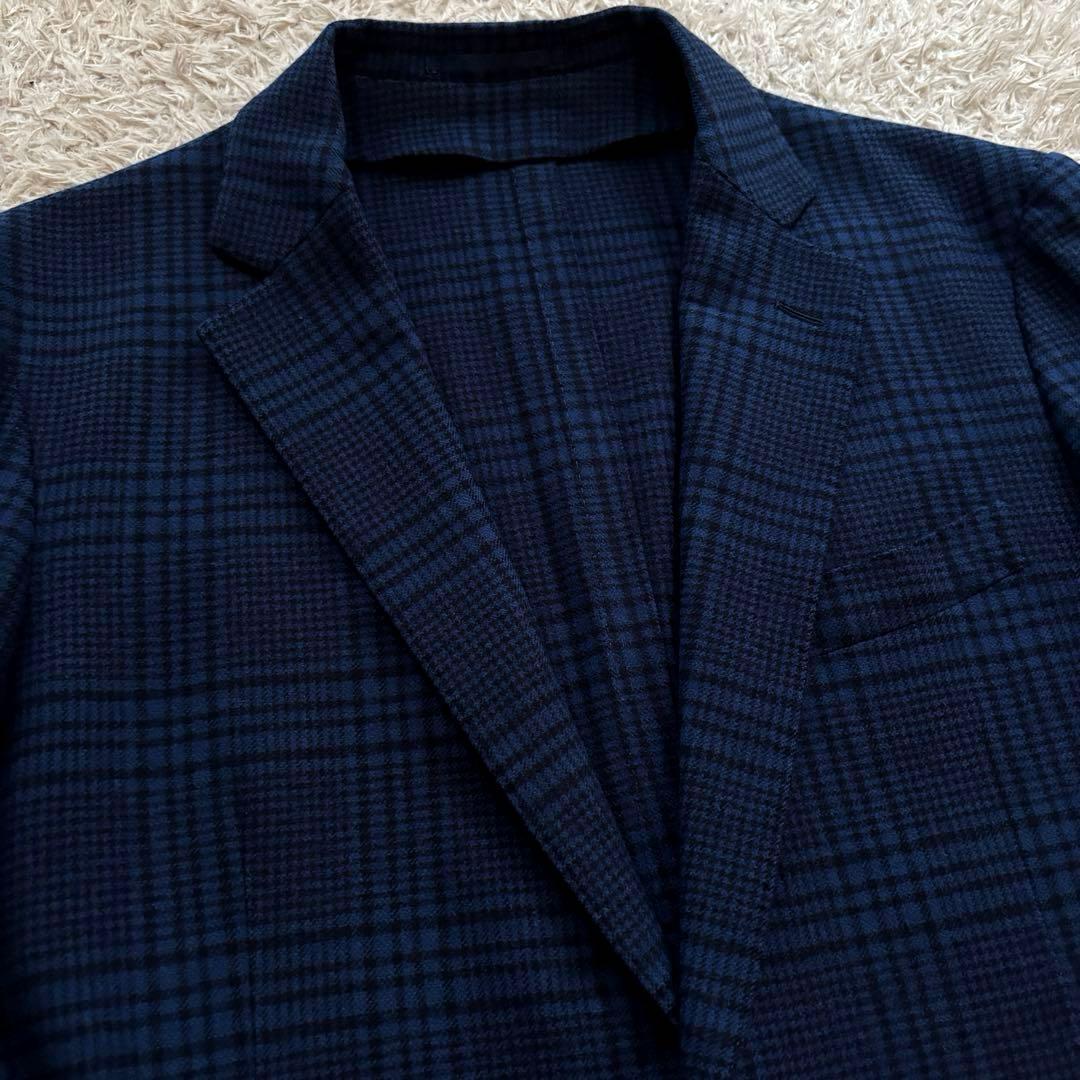 ★カシミヤ混 XL★ トゥモローランド ピルグリム ゼニア グレンチェック 青