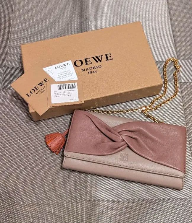 LOEWE ロエベ チェーンウォレット 長財布 ピンクベージュ