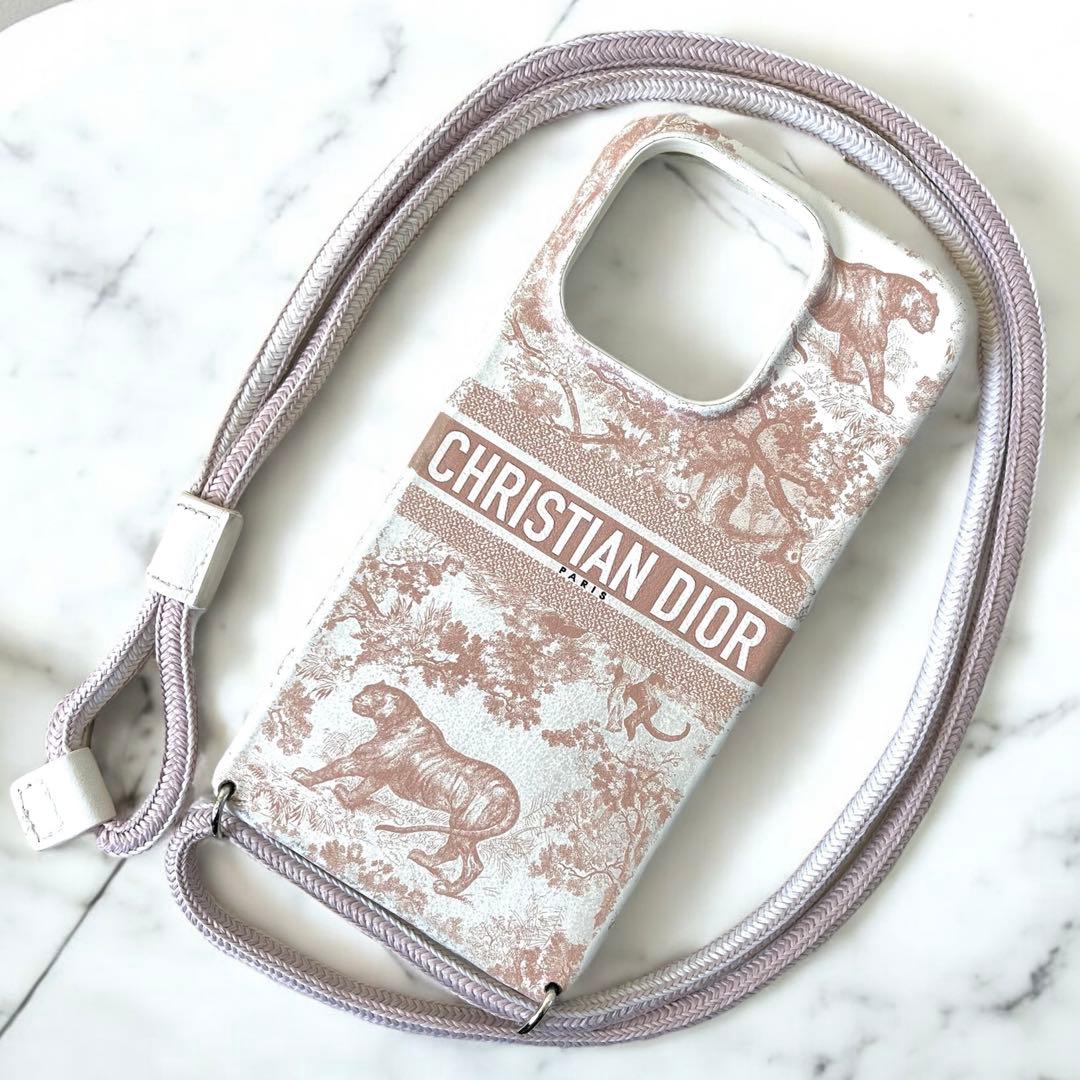 クリスチャンディオール iPhone14Pro ケース ストラップ付 ピンク