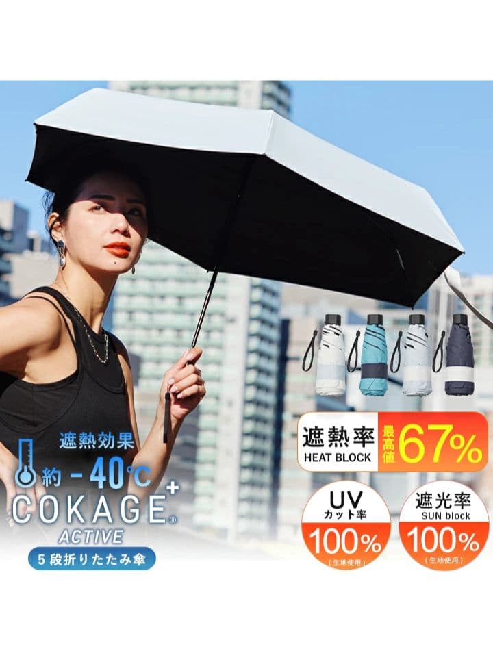 COKAGE+ ACTIVE 5段 ミニ 折りたたみ ミッドナイトブルー 東レ