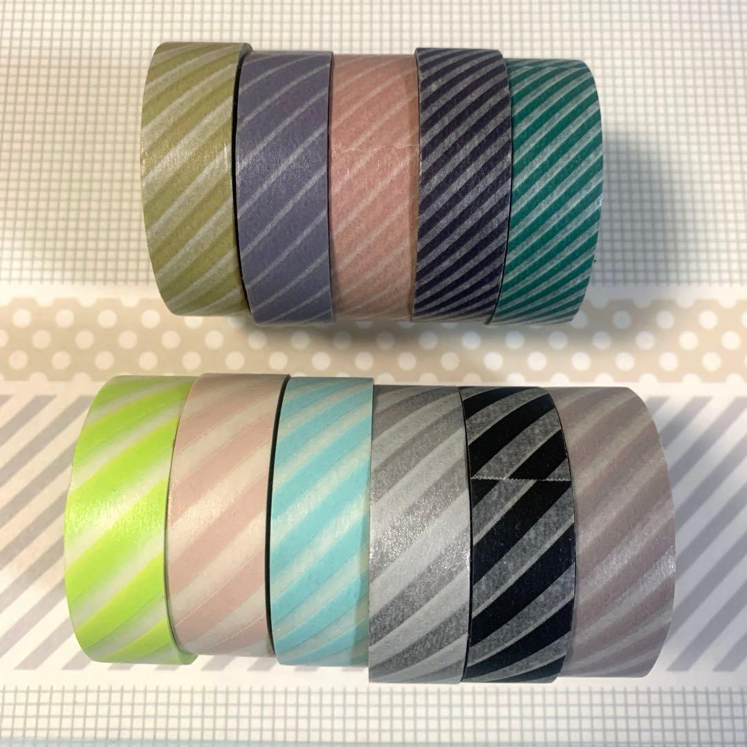 貴重♡美品♡カモ井茶芯ストラップ　mt廃盤マスキングテープストライプ11本