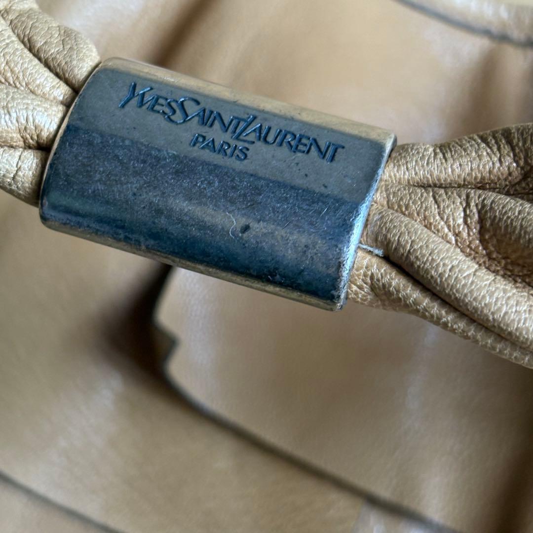 美品イヴサンローランサントロペフリルレザーワンショルダーバックキャメル