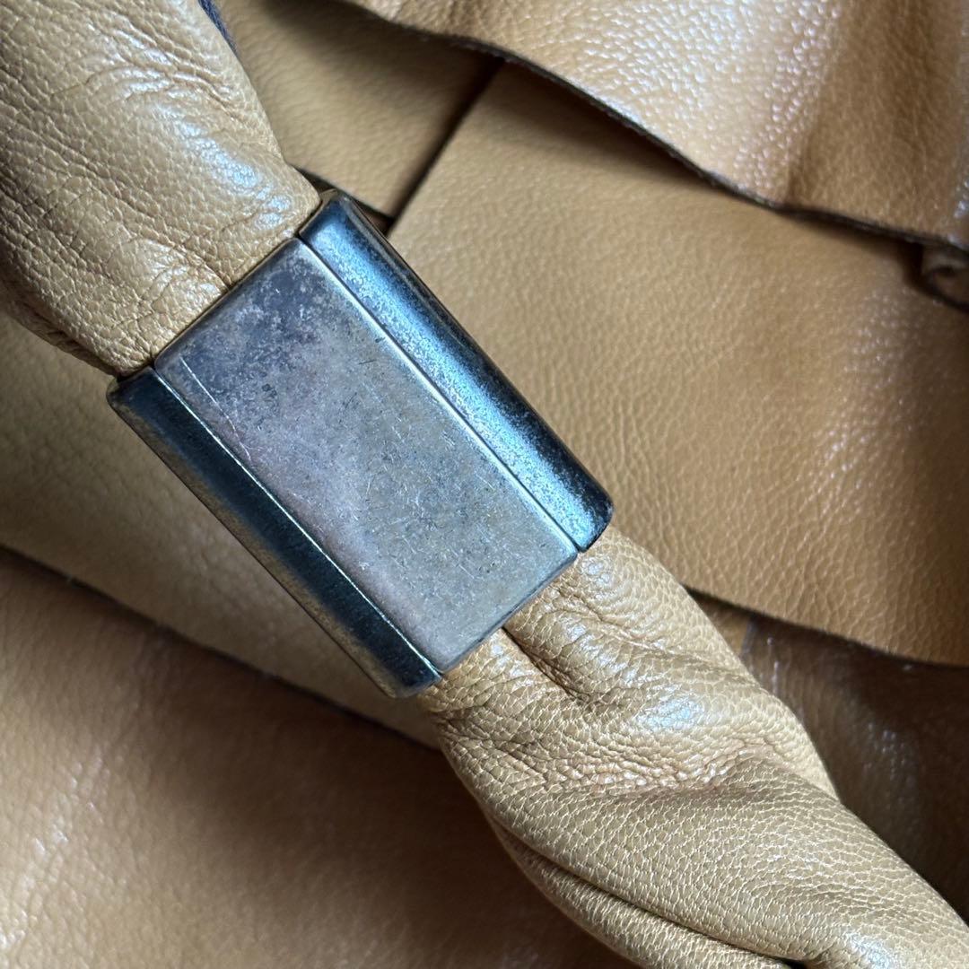 美品イヴサンローランサントロペフリルレザーワンショルダーバックキャメル