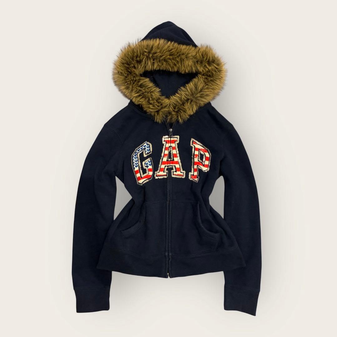 にゃん　y2k 平成ギャル00’s ファージップパーカー　アメリカ国旗