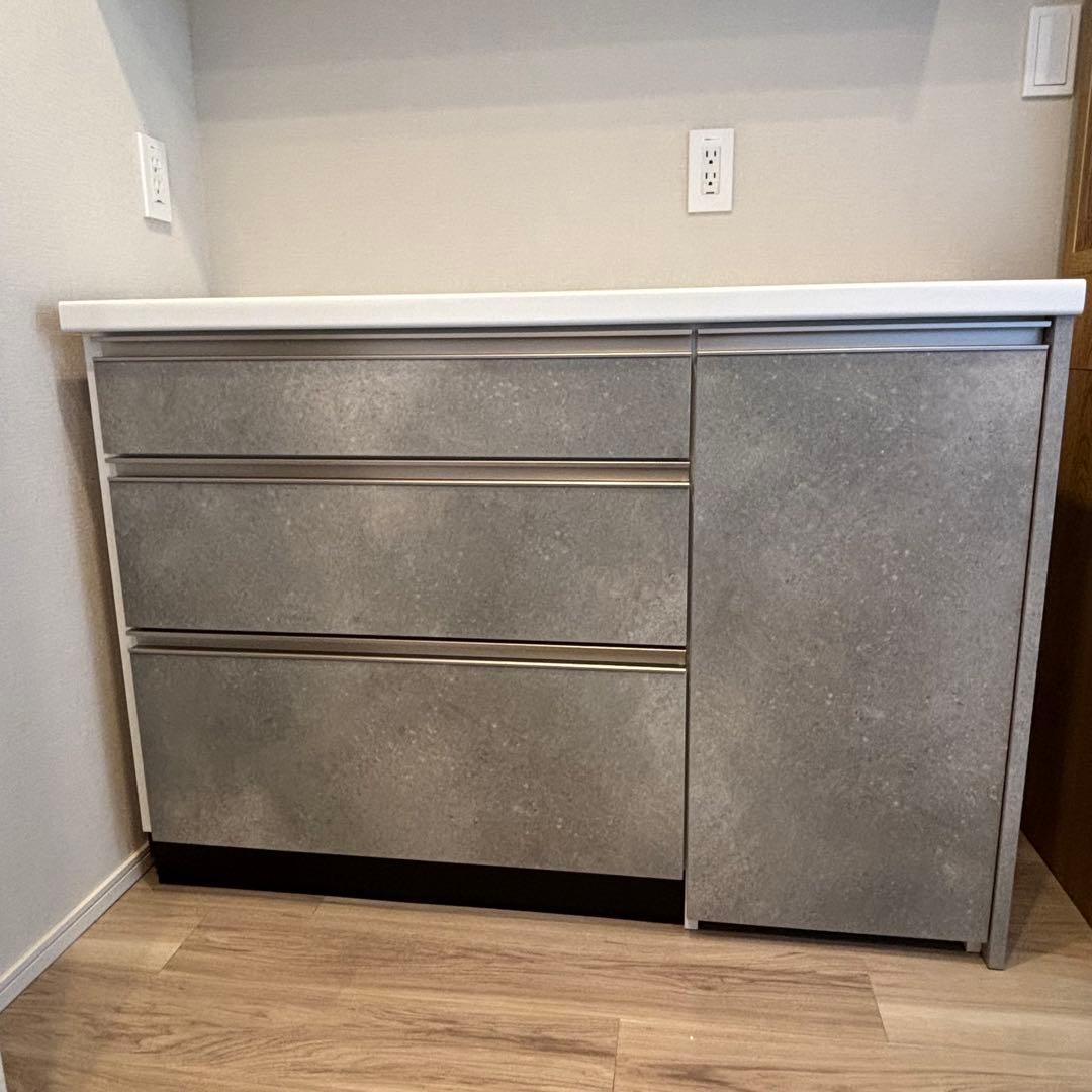 【極美品】ストーン調 カップボード 120cm セラミック天板