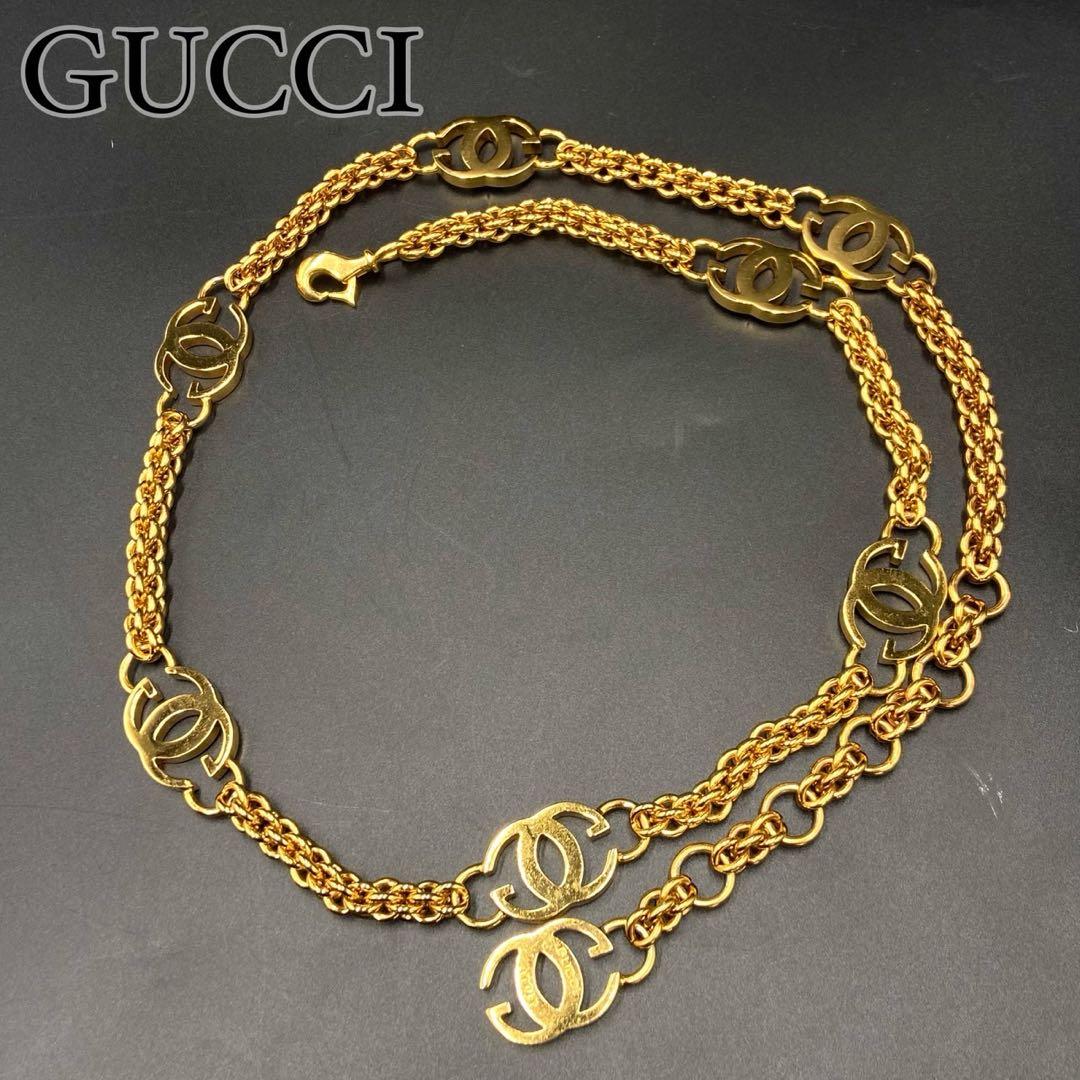 【極美品】グッチ GG金具 チェーン ベルト ゴールド ビンテージ