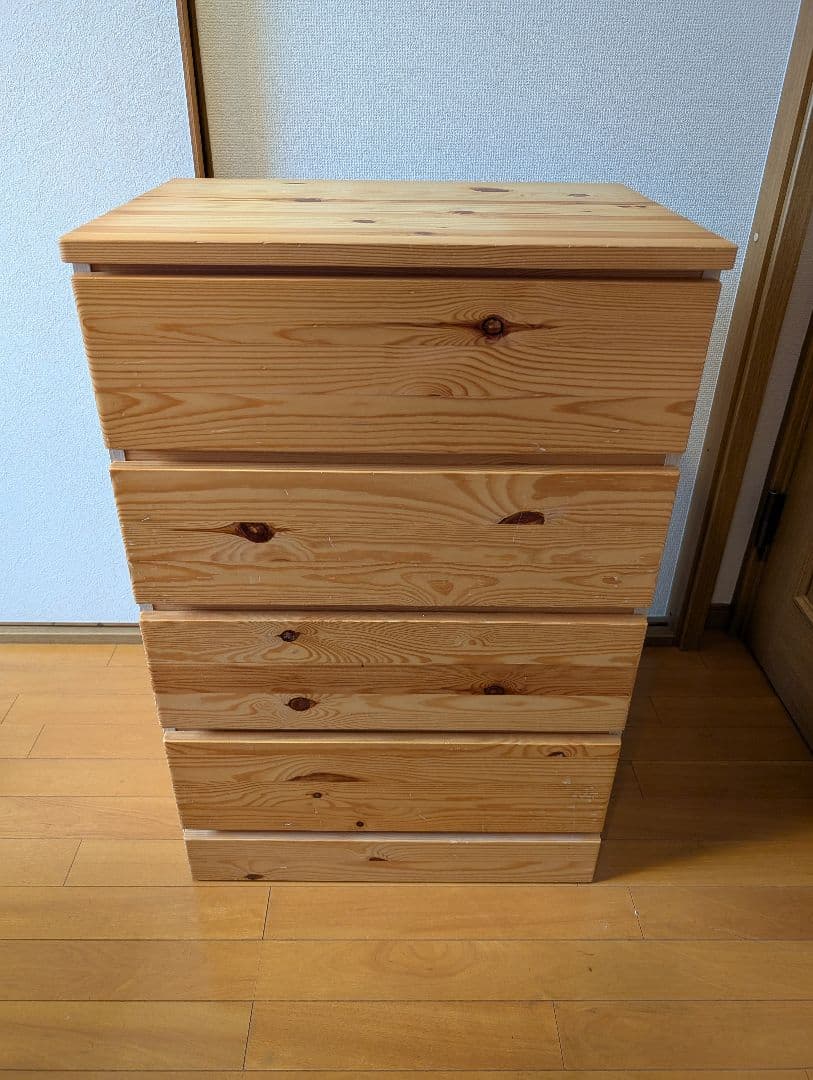 《送料込》無印良品 パイン材チェスト4段 木製家具 衣類収納 タンス廃盤品