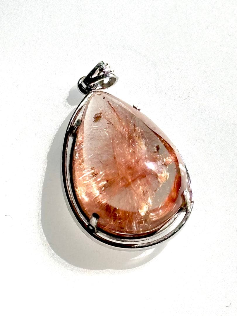 ピンクラビット(ピンクルチル)雫型 ペンダントトップ　シルバー925