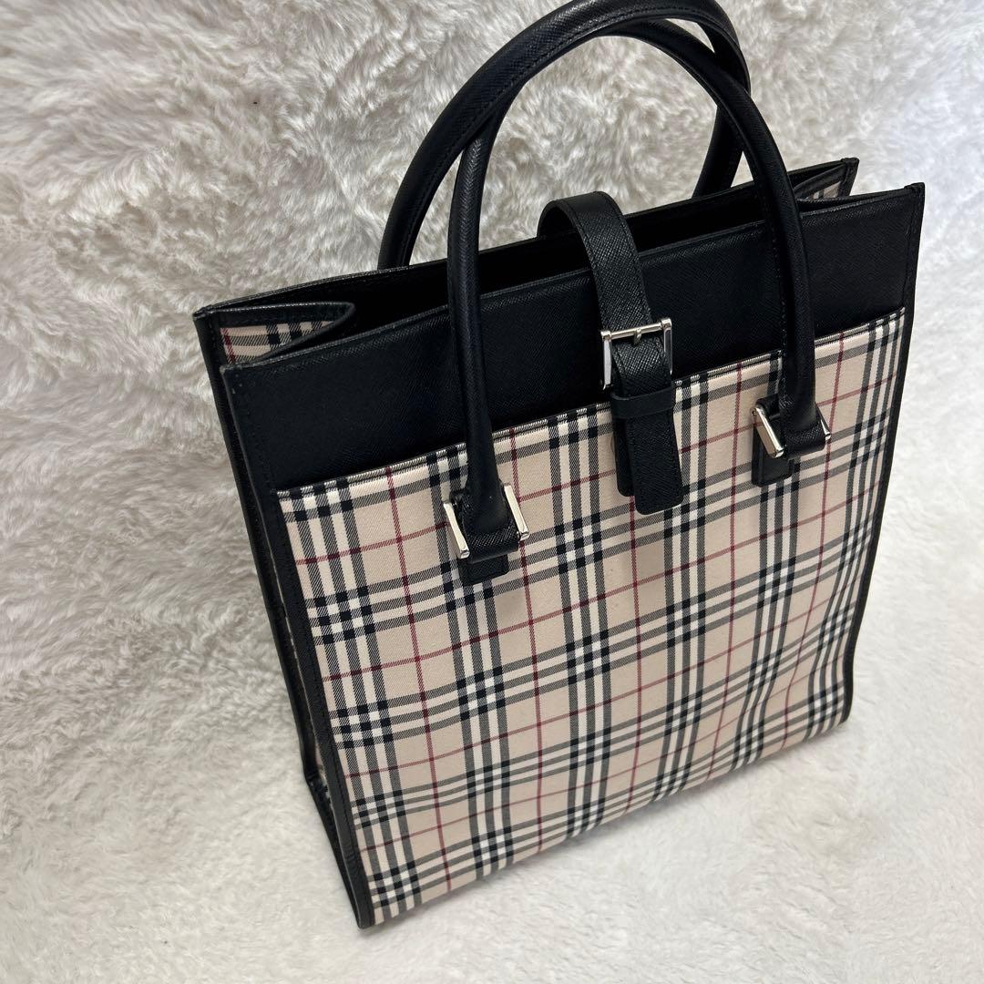バーバリー ノバチェック 型押し トートバッグ ハンドバッグ レディース