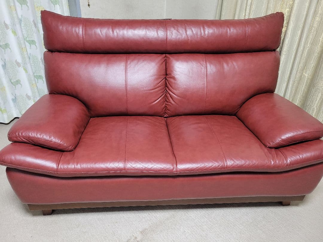 期間限定値下！ミラージュⅢ 赤いレザー2人掛けソファ