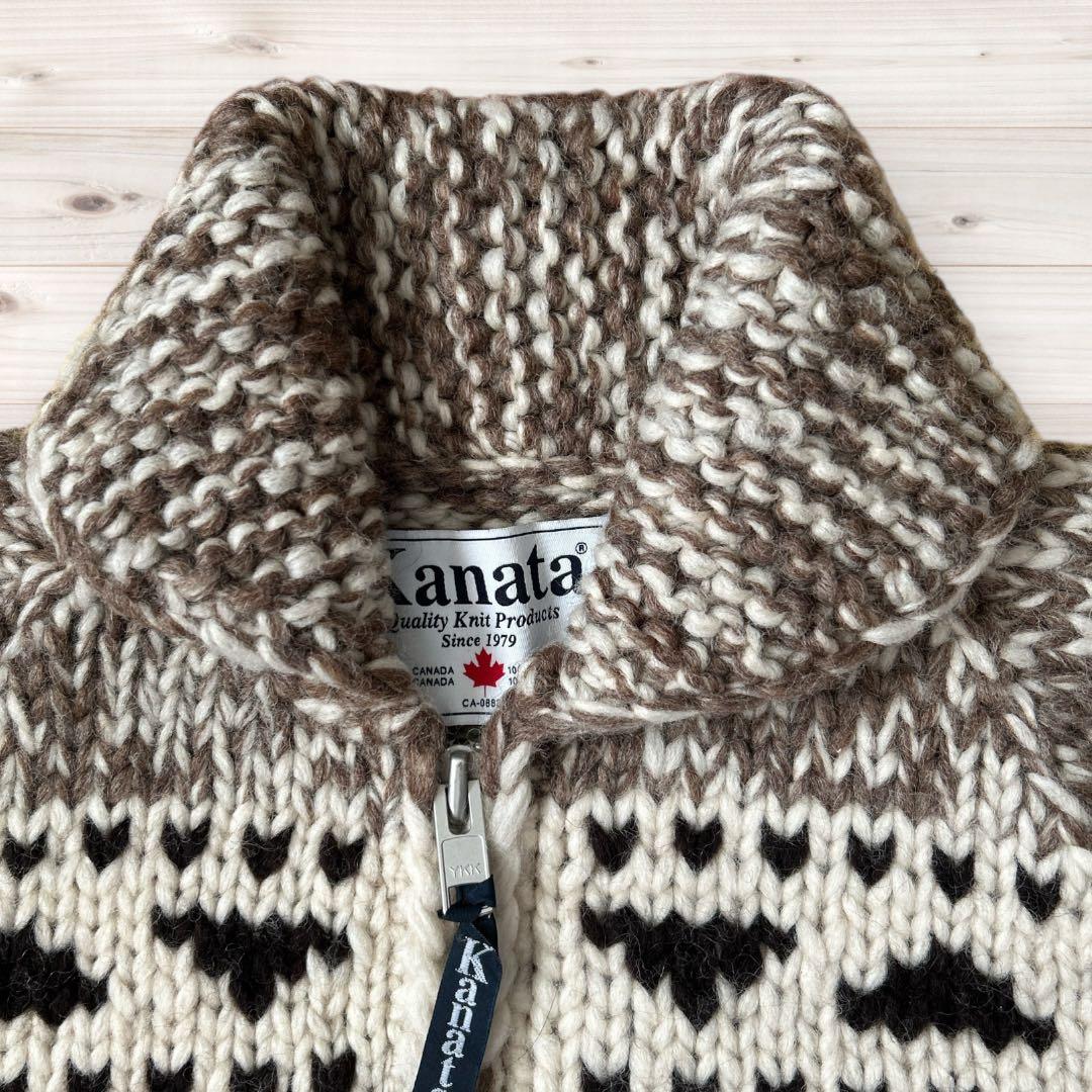 【1回着用のみ美品】Kanata 鹿柄 厚手ニット Lサイズ表記サイズ40】