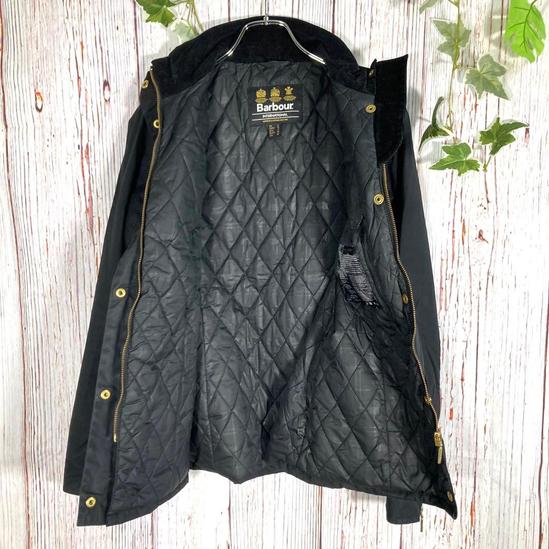 【美品】Barbour バブアー オイルドジャケット　モッズコート　黒　ロゴ