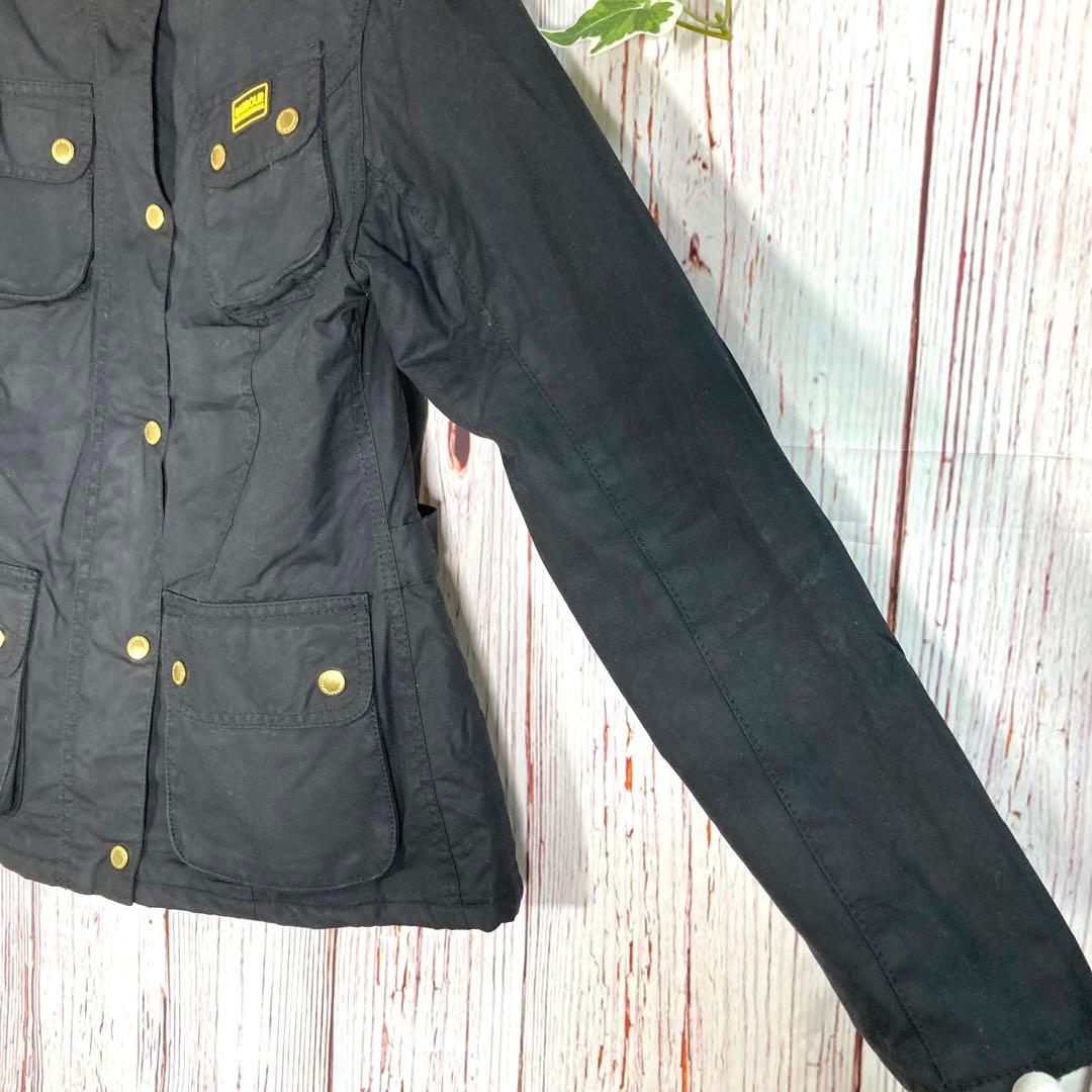 【美品】Barbour バブアー オイルドジャケット　モッズコート　黒　ロゴ