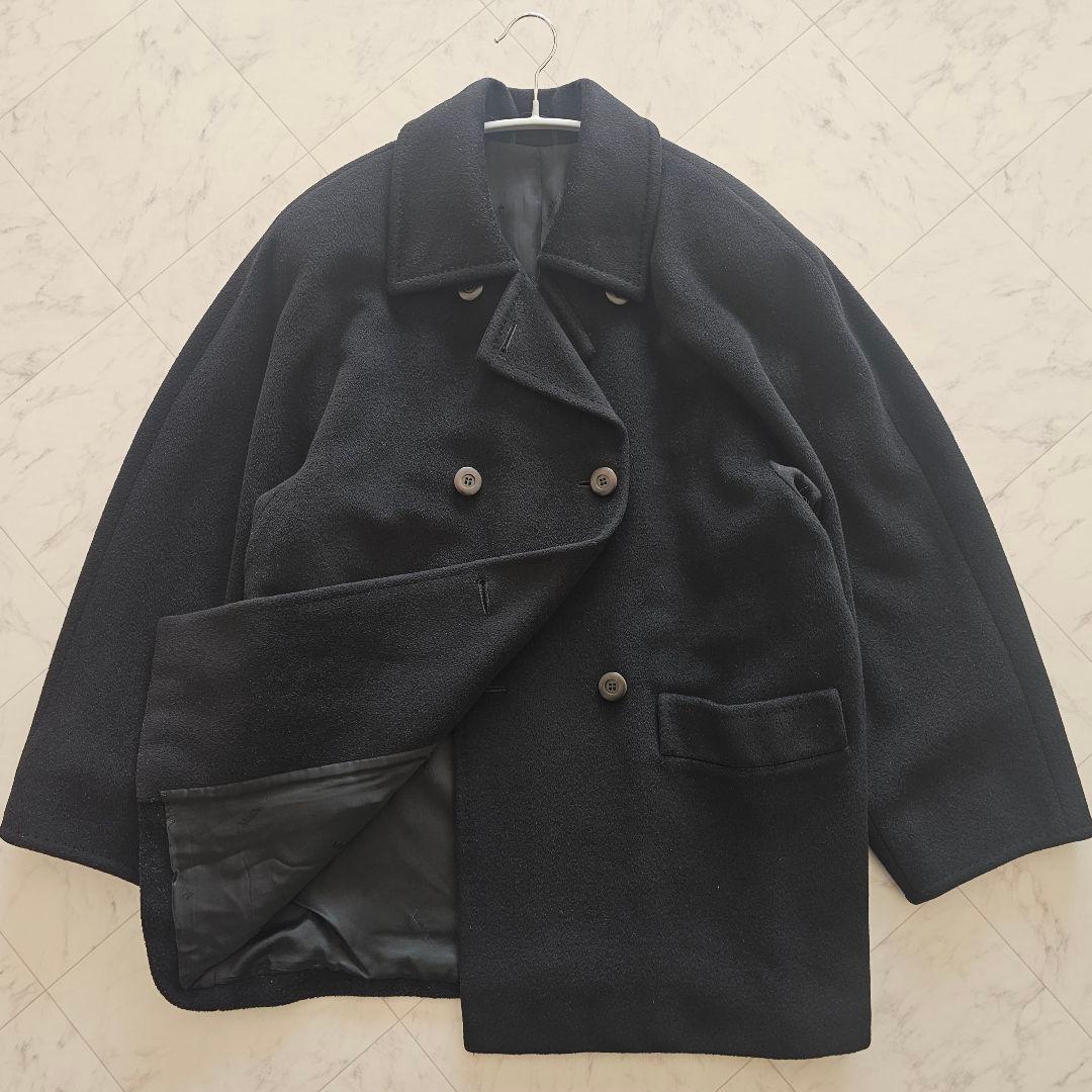 マックスマーラ 白タグ ダブルブレスト ウール コート 黒