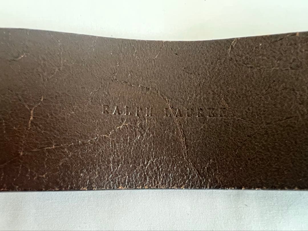 【Ralph Lauren】 激レア　ブラウンレザーベルト ダブルOリング　極太