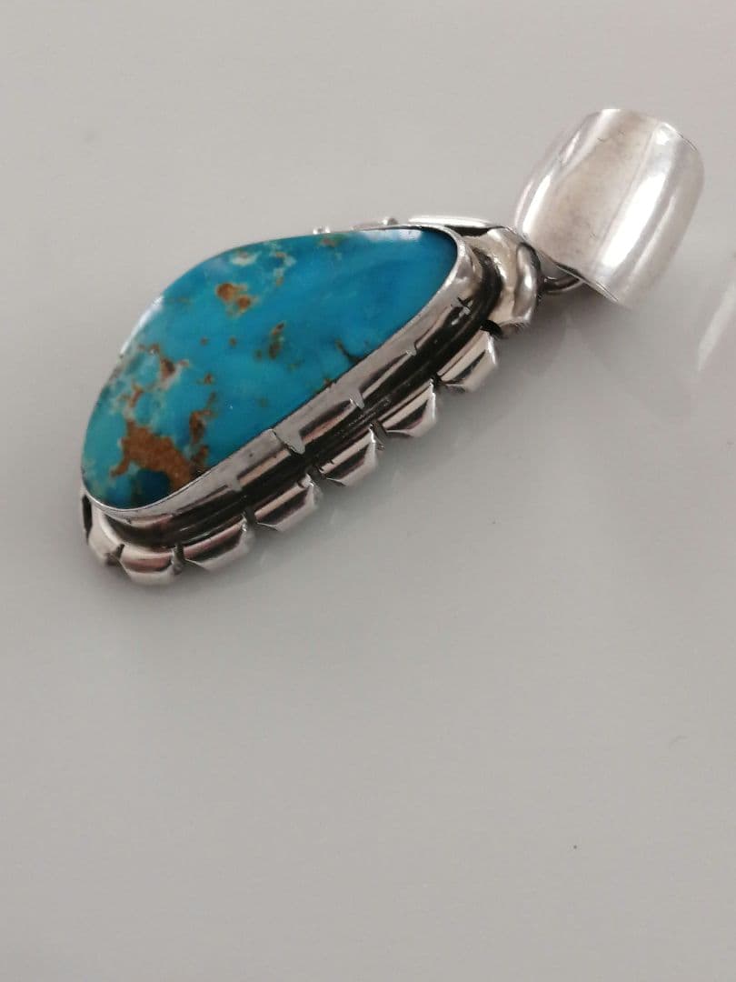 ナバホ　P.Skeets　ペンダントトップ　ターコイズ　STERLING