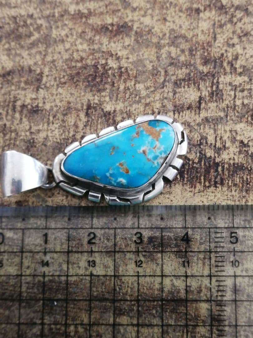 ナバホ　P.Skeets　ペンダントトップ　ターコイズ　STERLING