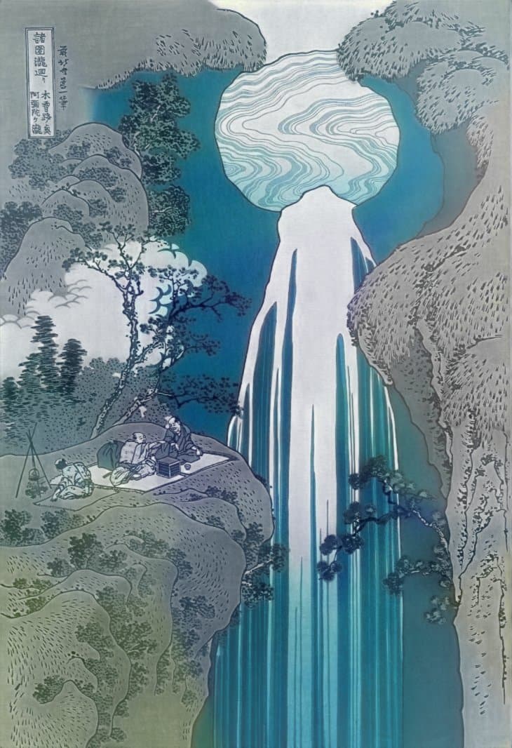 葛飾北斎「諸国滝廻り 木曾路ノ奥阿弥陀の滝」アダチ版画