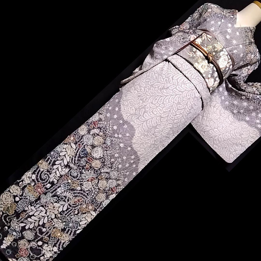 辻ヶ花 付下げ セット グレー 灰色 絞り 辻が花 セット 袋帯 辻ケ花