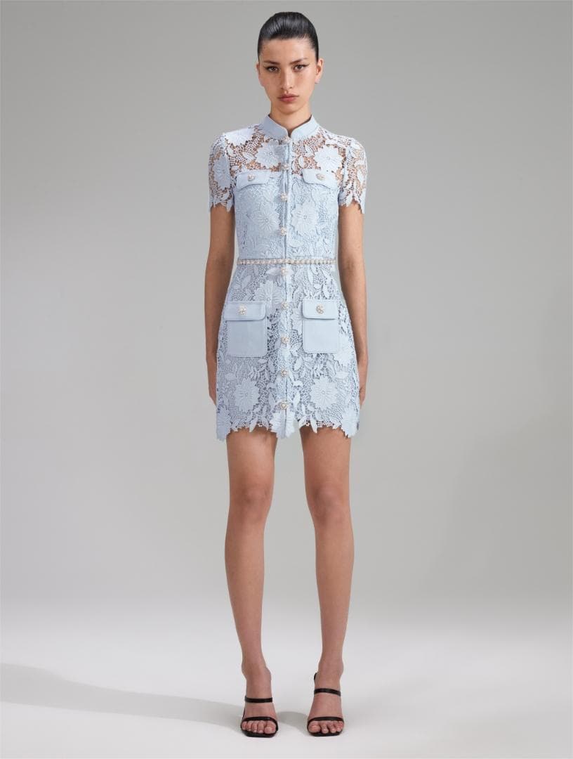 コ*マ様 セルフポートレイト ワンピース ギピュールレース ブルー UK8 未使