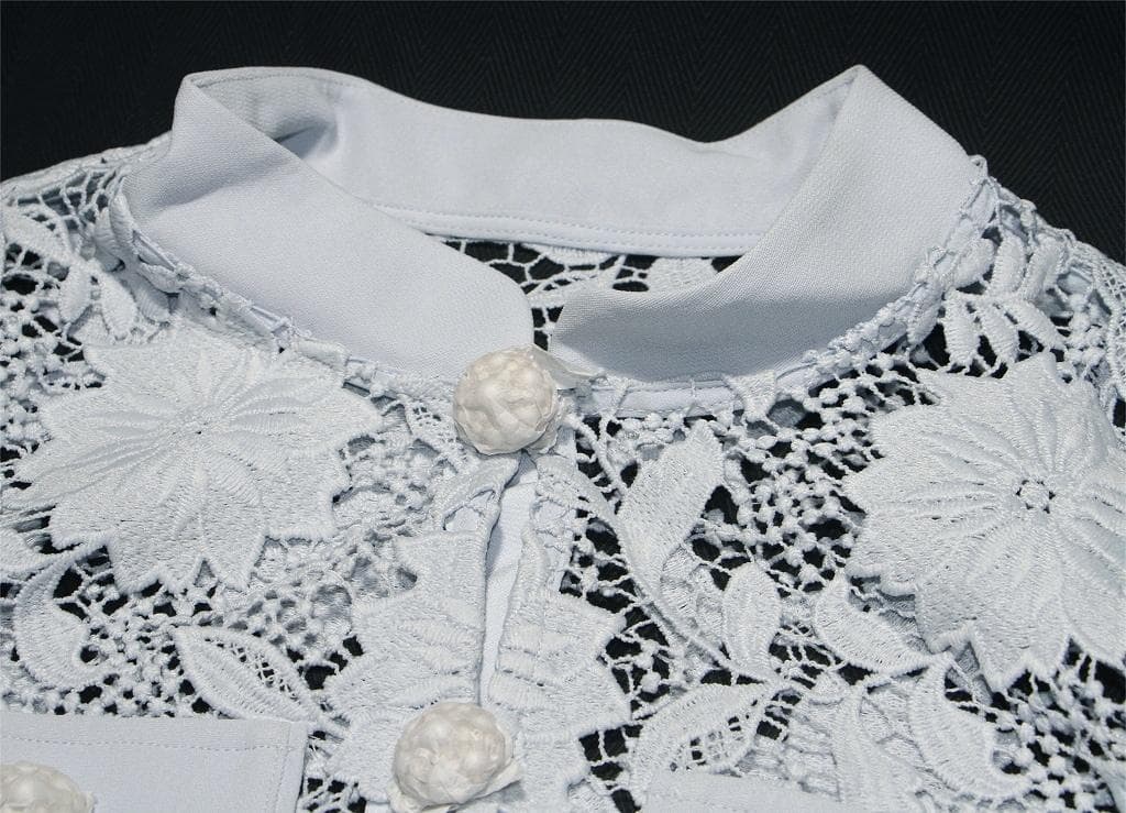 コ*マ様 セルフポートレイト ワンピース ギピュールレース ブルー UK8 未使