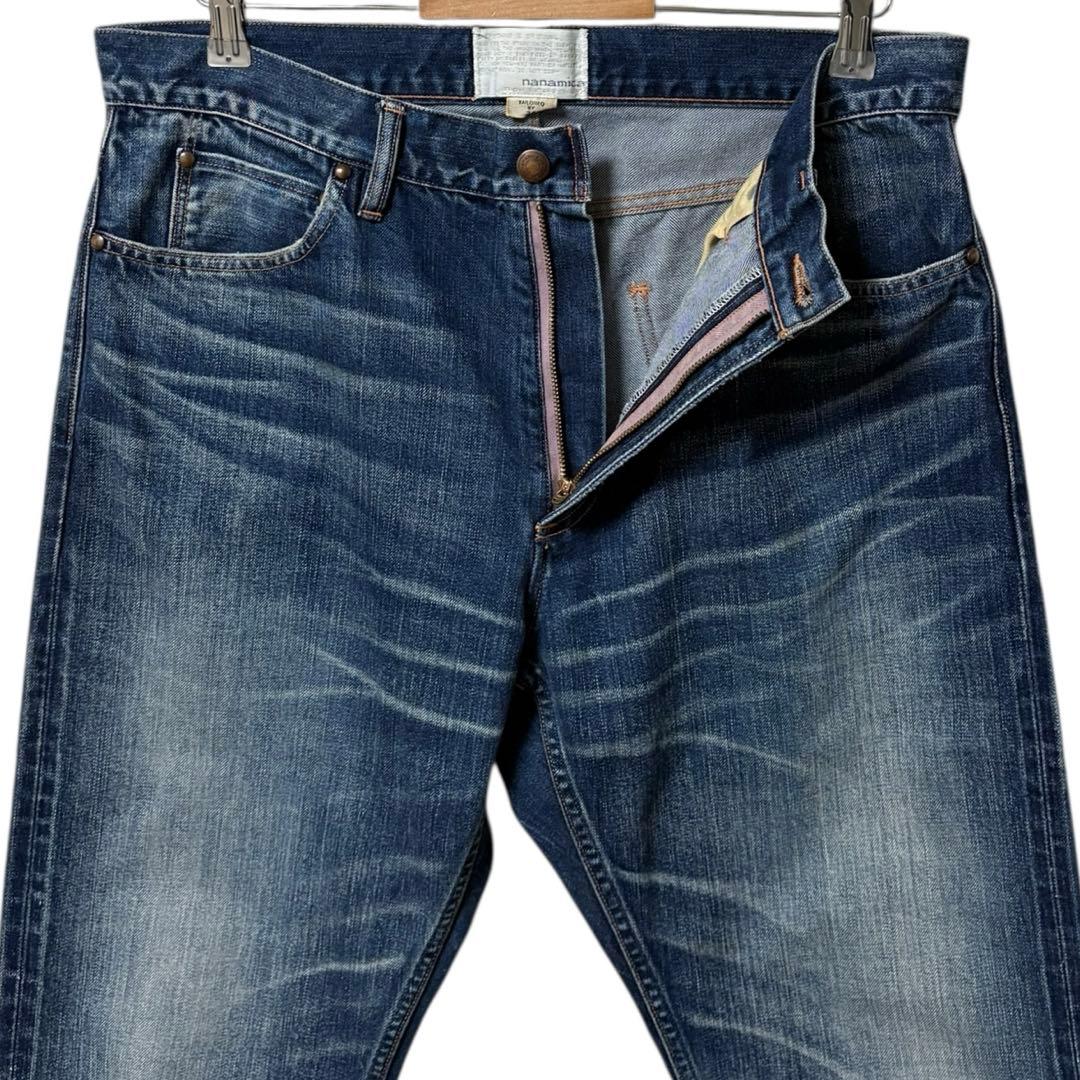 nanamica セルビッチデニム ヴィンテージフェード加工 赤耳 ヒゲ 34