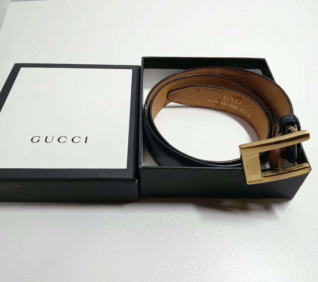 【美品】GUCCI　グッチ　レザーベルト　ゴールドバックル