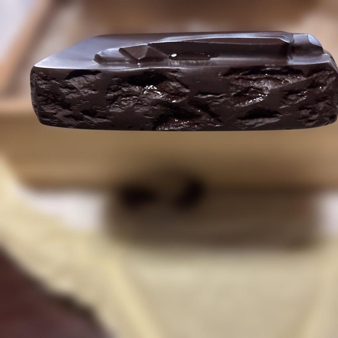 赤間硯　名工　堀尾卓司　[新品美品　共桐箱　希少彫刻硯