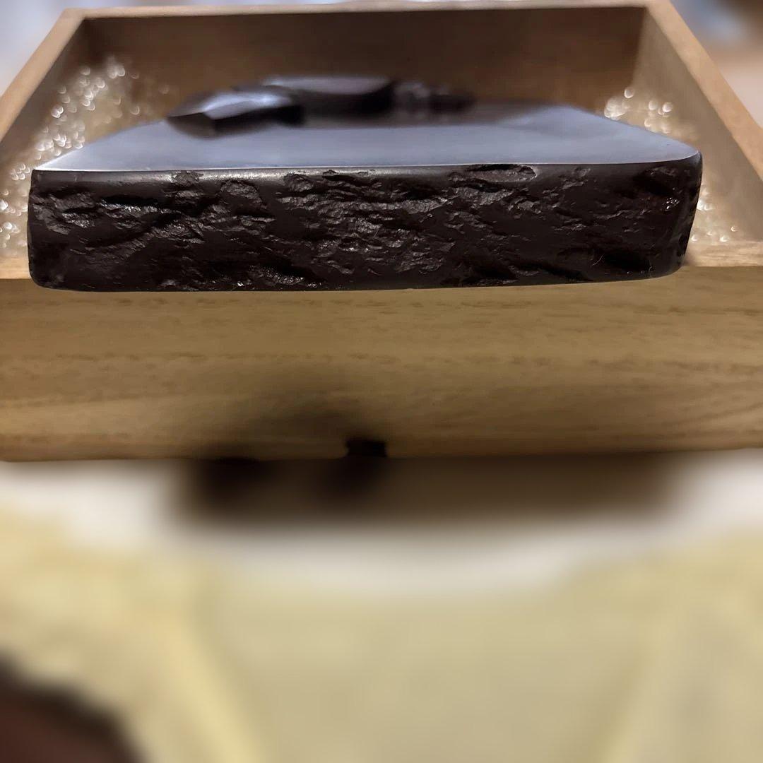 赤間硯　名工　堀尾卓司　[新品美品　共桐箱　希少彫刻硯