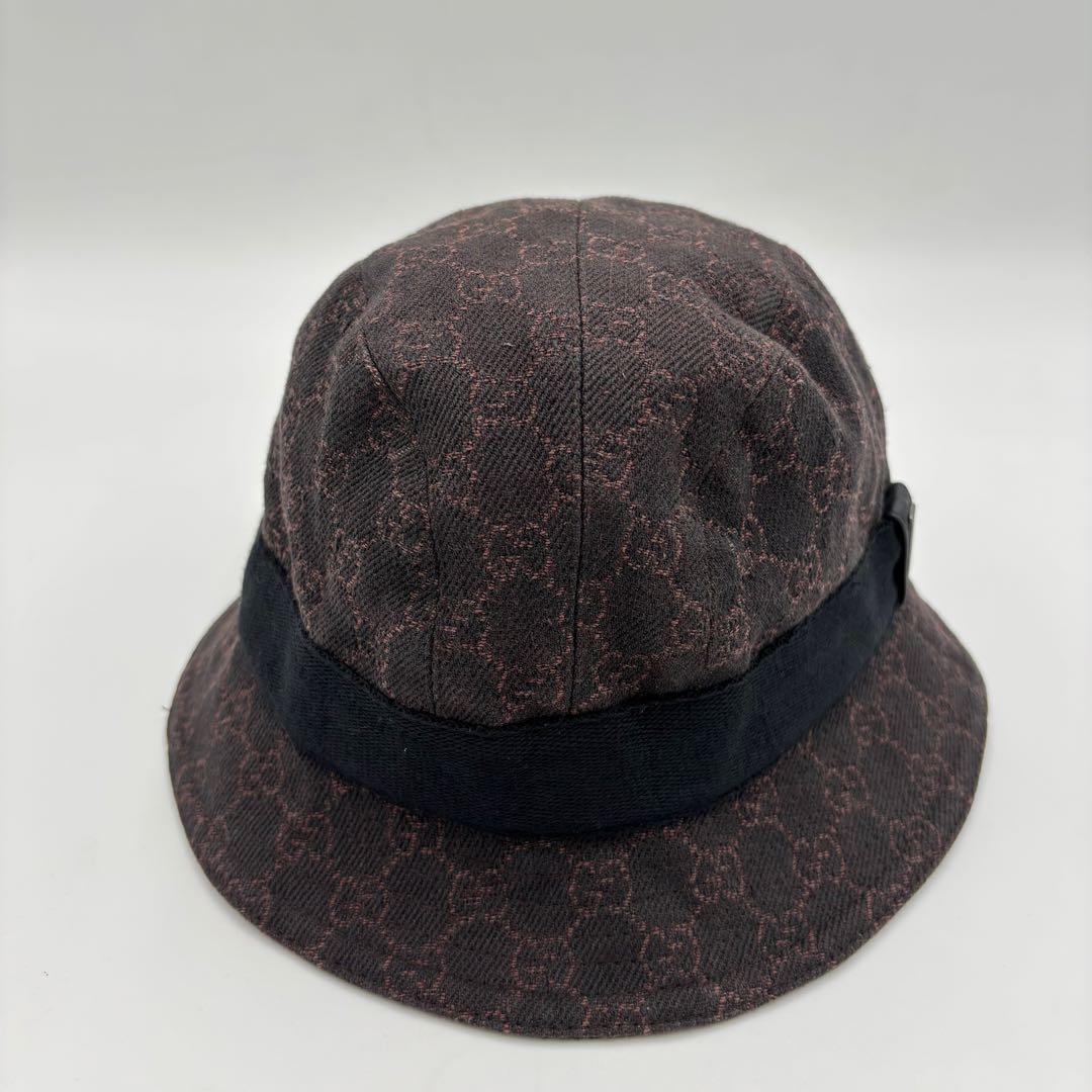 GUCCI グッチ GGキャンバス バケットハット 帽子 Mサイズ　ブラウン