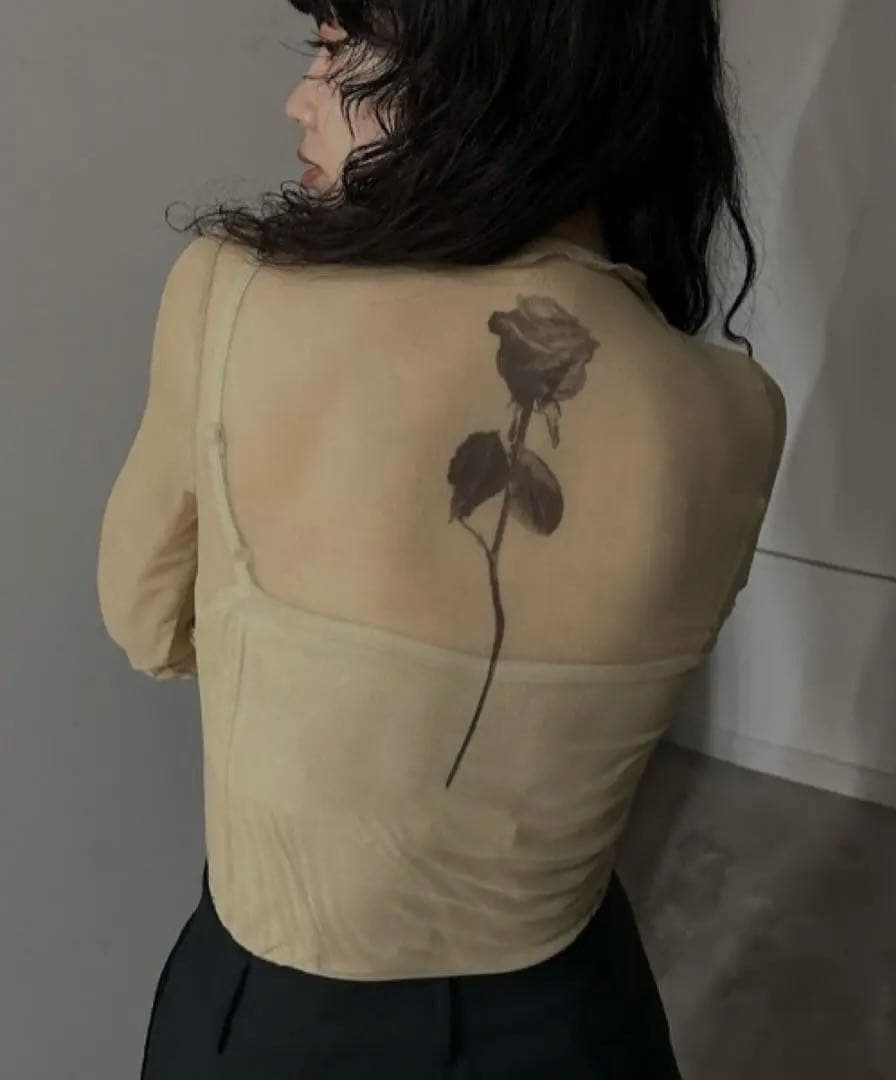 トップス AMERI VINTAGE MEDI FLOWER TATTOO SHEER